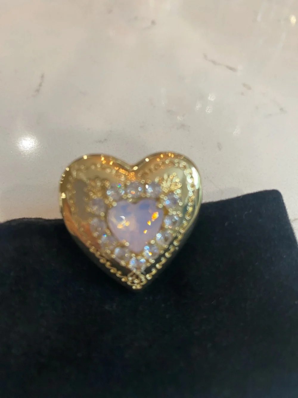 Feed me gems pink opal “Polly Locket” Ring - Picture 4 of 8